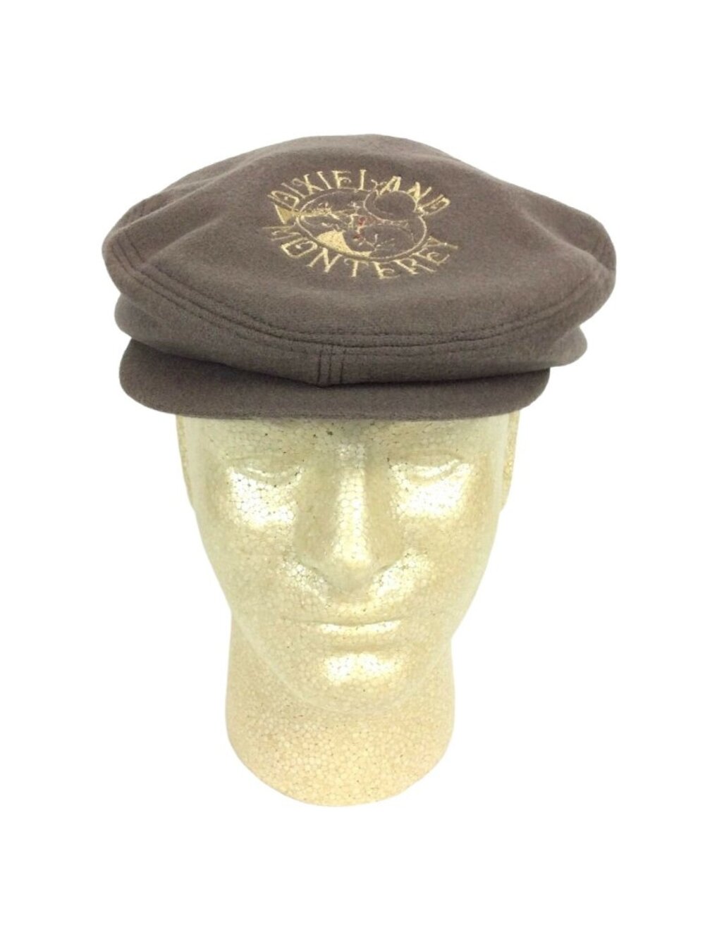 Dixieland Monterey Brown Flat Newsboy Cap Wool Cashmere Embroidered